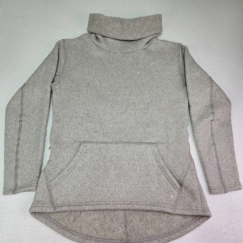 Smartwool Cozy Lodge Funnel Neck Pullover Womens M Wool Blend Gray SW017030
